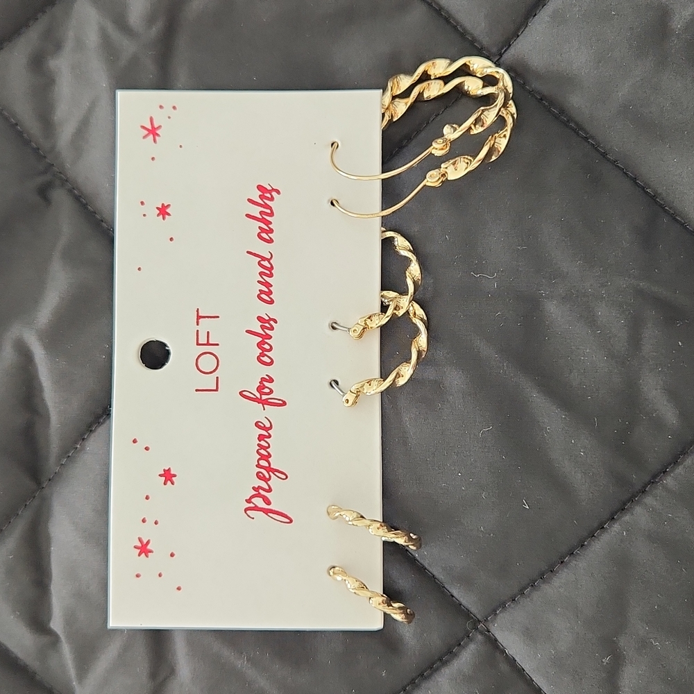 Loft set of 3 gold hoop earrings